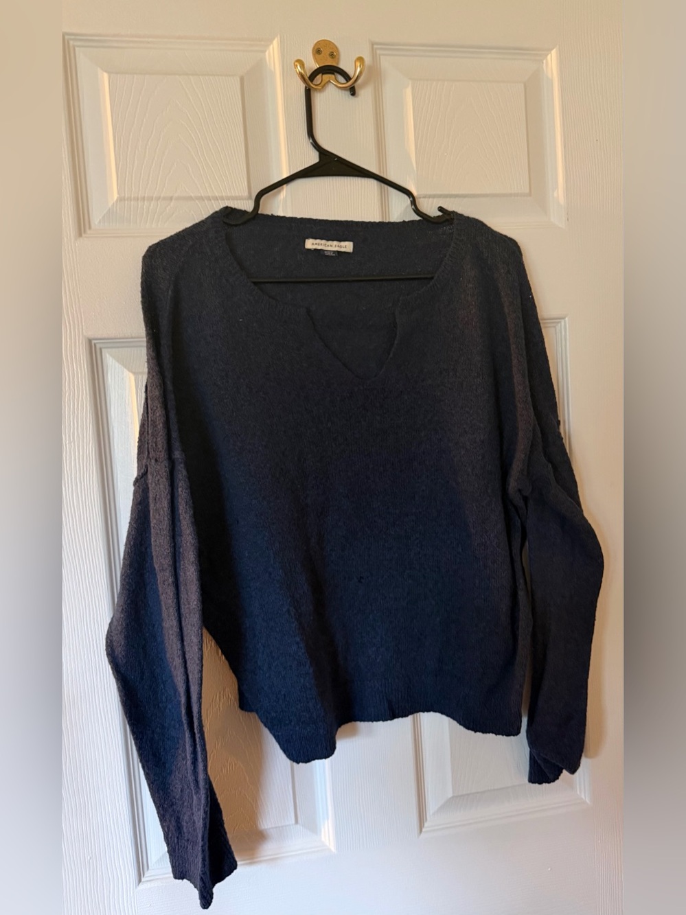 American Eagle Outfitters Dark Navy V-Neck Pullover Sweater